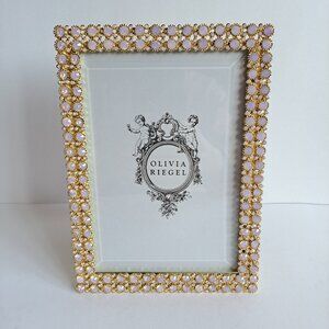 NEW Olivia Riegel Picture Frame Gold Tone with Light Pink Crystals 5x7
